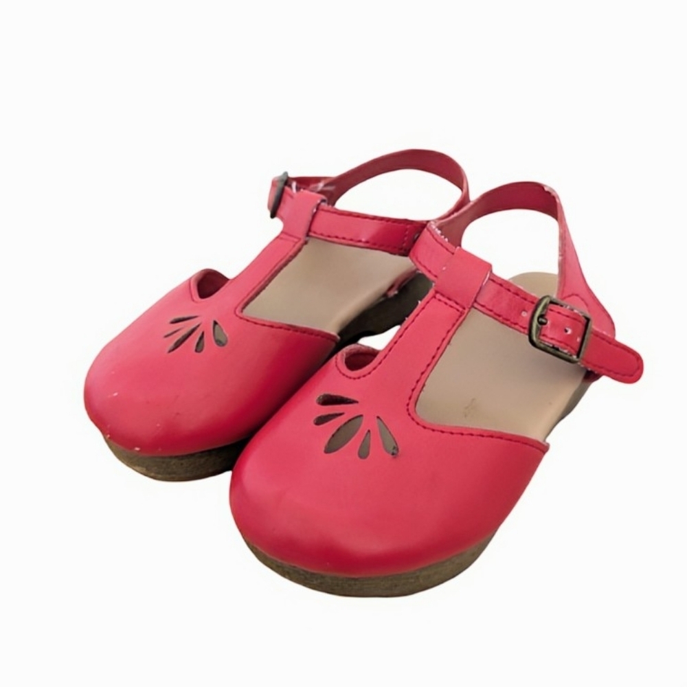 ON Red Clogs with Buckle Strap - Size 8
